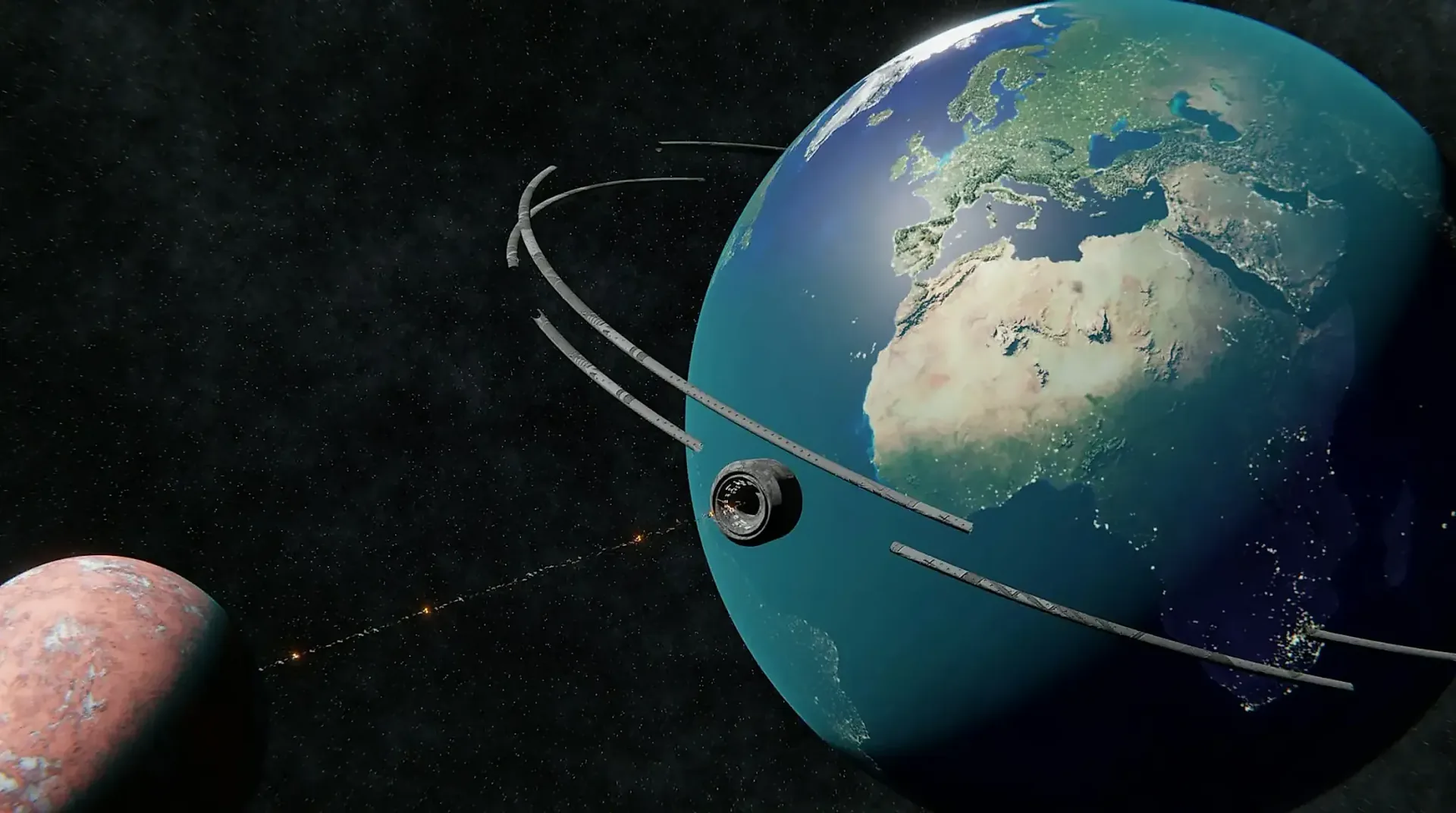 Satellite platform above Earth